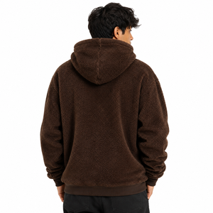 Vente en gros de sweats à capuche pour hommes en polaire sherpa doux, avec logo personnalisé brodé, coupe oversize, chauds pour l'hiver, style streetwear décontracté, USA - Product Image 2