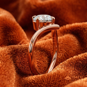 แหวนเพชรทรงกลมชุบทองคำชมพู 18K – แหวนวันครบรอบทรงโรแมนติกแบบโซลิแทร์ - Product Image 2