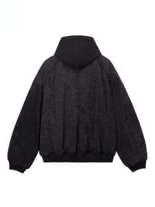Veste en jean à capuche zippée pour homme, une nouvelle veste rembourrée en coton élégante et rétro en deux parties - Product Image 2