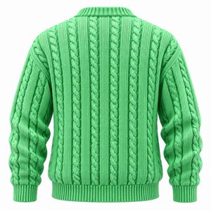 <b>Men's</b> Fashion Crewneck <b>Sweater</b> with Raised Chest Branding and Textured Knit Design OEM ODM Apparel Manufacturing Supplier - Product Image 2