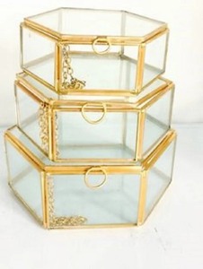 Clear Glass Jewelry <b>Box</b> with Metal Frame for <b>Vanity</b> Storage Necklace Display Glass <b>Box</b> Metal Frame Jewelry Organizer - Product Image 3