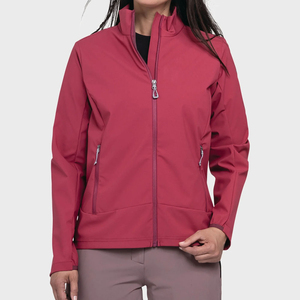 Chaqueta de exterior de alta calidad para mujer, color rosa oscuro, con cremallera completa, cuello alto, forro polar térmico, cortavientos, venta al por mayor. - Product Image 1