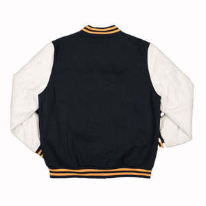 Men's Classic Letterman Jacket Varsity Style Stand Collar <b>Covered</b> <b>Button</b> Closure Breathable Quick Dry Cotton Polyester Casual - Product Image 5