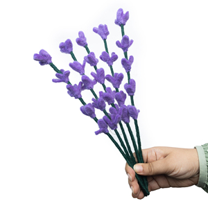 Tiges de fleurs de salvia en feutre faites à la main – Fleurs artificielles en laine violette, bouquet en vrac pour loisirs créatifs, décoration intérieure et cadeaux - Product Image 2