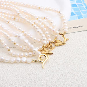 Collar de Perlas de Agua Dulce Naturales de Diseño de Alta Gama para Mujer, Colgante con Cierre OT, Diseño de Cola de Pez y Corazón, Collares Finos de Acero Inoxidable - Product Image 1