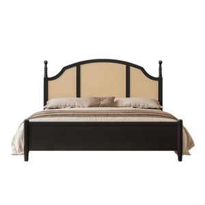 เตียงไม้เนื้อแข็ง รุ่นคลาสสิค หวายแท้ สำหรับโรงแรม - Product Image 1