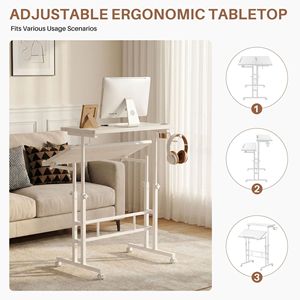 Dual Height Adjustable Rolling Computer <b>Desk</b> with Treadmill Walking Pad Mobile Workstation with Cup Holder - Product Image 4