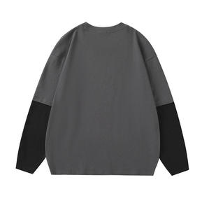 Camiseta Oversize de Manga Larga Unisex Estilo Urbano con Ribete en Contraste en la Parte Delantera, Cuello Redondo, 100% Algodón Jersey, Ajuste Holgado, Ecológica y de Secado Rápido - Product Image 4