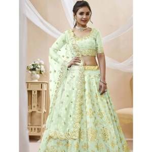 Lehenga Choli de Seda con Bordado Artístico para Mujer, Ideal para Recepciones - Product Image 2