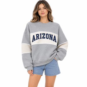 Sudadera Oversize de Algodón 100% Suave para Mujer, Color Rosa con Bloques de Color, Cuello Redondo, Manga Larga, Estampado de Letras Maine, Forro Polar - Product Image 5