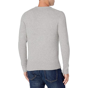 Pull classique anti-boulochage pour homme, col rond, en coton doux tricoté, essentiel pour l'hiver, décontracté, avec logo frontal - Product Image 2