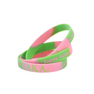 Pulsera de Silicona AKA Rosa y Verde, Ajustable, Accesorio de Joyería de Moda, Colección de Regalos Inspirados en Hermandades - Product Image 1