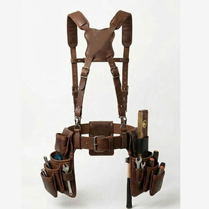 Ceinture porte-outils en cuir de vachette véritable avec poches spacieuses, supports sécurisés pour outils, sangle de taille réglable, fabrication haut de gamme, boucle en alliage - Product Image 4