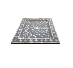 Plateau en résine avec incrustation de nacre indienne au design unique moderne, finition naturelle, artisanat de qualité, décoration d'intérieur, utilisation dans les hôtels et les restaurants - Product Image 1