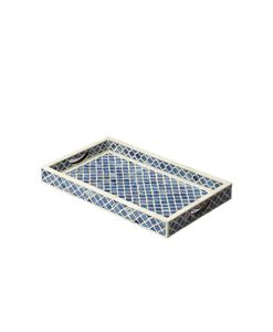 Bandeja de servir contemporánea de nácar, hecha a mano, con incrustaciones decorativas, para un comedor y sala de estar elegantes. - Product Image 1