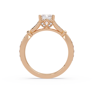 แหวนหมั้นเพชรทรงเหลี่ยมมรกตทองคำ 9K เพชรเพาะเลี้ยง - Product Image 2