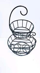 Panier de rangement pour fruits à deux niveaux, écologique, multifonctionnel, moderne, élégant, décoratif, en métal avec revêtement en poudre, pour la cuisine - Product Image 4