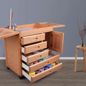 Coffre de rangement pour artiste en bois de hêtre à 5 tiroirs, organisateur en bois pour pinceaux, crayons, marqueurs, fournitures artistiques - Product Image 4