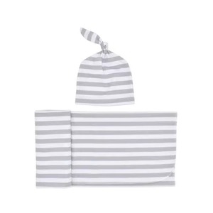 Couverture d'emmaillotage pour bébé en coton rayé, design simple, motif gris, blanc, rose, violet, couverture d'emmaillotage portable - Product Image 6