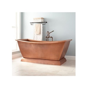 Bañera Rectangular de Cobre Martillado, Independiente, de Lujo, Moderna, Elegante y Ecológica, con Laterales Acampanados - Product Image 1