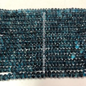 4mm 6mm Natural London Blue Topaz Stone Faceted Rondelle Gemstone Beads Strand para la fabricación de joyas Collares Pulseras en línea - Product Image 1