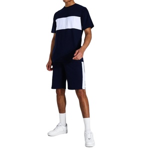 Men’s Streetwear <b>Twin</b> <b>Set</b> 2 Piece Matching Shirt and Shorts Summer Cotton Outfit Wholesale Bulk - Product Image 1