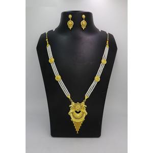 Bijoux antiques indiens plaqué or à la mode en laiton pur bijoux de mariage de mariée indiens ensemble de colliers de haute qualité - Product Image 4