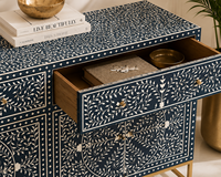 Buffet de rangement pliable en bois massif avec incrustations osseuses, design moderne, pour chambre, salon, hôtel, appartement