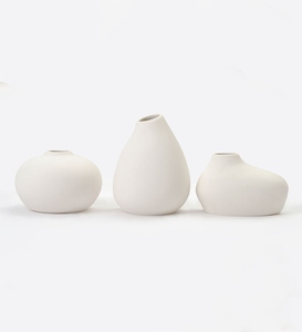 Minimalist Ceramic <b>Vase</b> <b>Set</b> Matte White Irregular Shape Handmade Tabletop Decor 4-8 Inches - Product Image 4