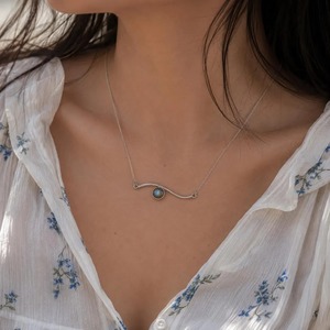925 Sterling Silver Blue Flashy Labradorite 8 mm Round Bezel Rhodium Plated Pendant Minimalist Women Wedding Jewelry <b>Necklace</b> - Product Image 3