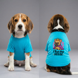 Premium Cotton Round Neck T-<b>shirt</b> for <b>Dog</b> in Cyan Color Design No. 133 Comfortable <b>Dog</b> <b>Shirt</b> for Casual Wear Travel and Walking - Product Image 1