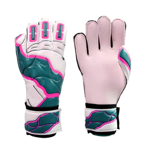 Guantes de portero de fútbol con protección para los dedos, diseño azul vibrante, corte negativo, cierre de velcro - Product Image 6