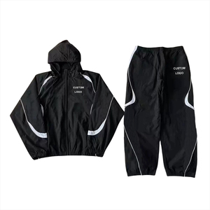 Ensemble coupe-vent surdimensionné pour homme avec fermeture éclair OEM, style streetwear décontracté pour le printemps, léger, logo personnalisé, 100% nylon, survêtement coupe-vent - Product Image 1