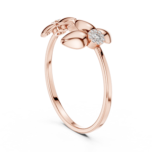 Anillo solitario minimalista de oro amarillo macizo de 14k con diamante de corte redondo abierto para mujer, ideal para compromiso, aniversario o regalo de boda. - Product Image 6