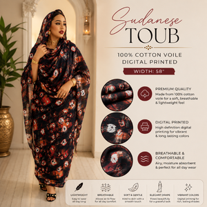 Sudanese Toub 100% Cotton Voile Digital Printed <b>Fabric</b> Traditional Women's Dress Material Wholesale| Soft Breathable Lightweight - Product Image 5
