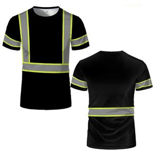 Summer <b>Mens</b> 100% Cotton <b>Fleece</b> T-<b>shirts</b> 3D Color-blocking Reflective Printed Outdoor Comfortable Breathable Regular Fit Crew - Product Image 5