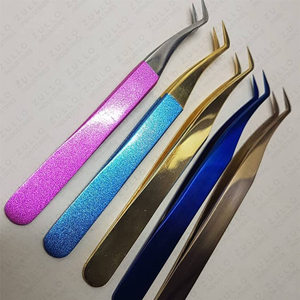 Set of 5 Curved Stainless Steel Eyelash Extension Tweezers Custom Color & Logo Volume Lash <b>Tools</b> Professional Set - Product Image 5