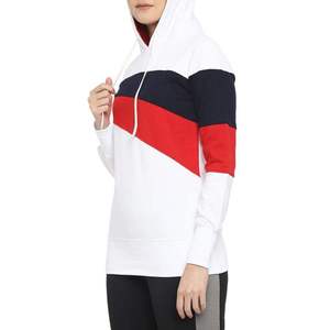 Sudadera con Capucha para Mujer INDEX, Diseño Color Block, Manga Larga, Tejida, Informal, para Otoño, en Blanco, Rojo y Azul Marino - Product Image 6