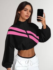 <b>Ladies</b> Urban Streetwear Tracksuit | Elastic Drawstring Hem Windbreaker <b>Jacket</b> and Slim Fit Compression Gym Leggings Outfit - Product Image 5