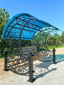 Fauteuil suspendu en fer forgé avec auvent pour jardin, parc et école - 3 places - Décoration de luxe pour la maison - Product Image 4