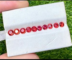 Saphirs orange naturels de forme ronde, pierres précieuses en vrac pour la création de bijoux, bagues, pendentifs, boucles d'oreilles, haute qualité - Product Image 1