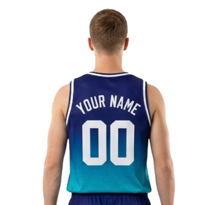 Ensemble uniforme de basket-ball personnalisé pour hommes, dégradé, maillot sans manches, impression du nom et du numéro, short assorti, séchage rapide, 100% polyester - Product Image 5