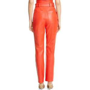 Pantalones de cuero para mujer, color personalizado, corte regular, estilo urbano, cuero vacuno, transpirables, para ocasiones especiales - Product Image 3