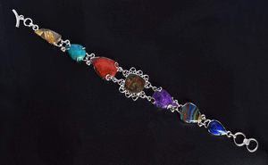 Pulsera de Cadena de Plata de Ley 925 con Piedras Naturales, Estilo Bohemio, Engaste de Bisel, Gemas Multicolores, Joyería Fina Unisex para Uso Diario - Product Image 5