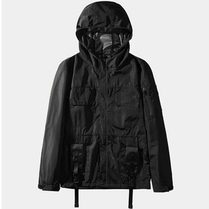เสื้อแจ็คเก็ตบอมเบอร์แบบมีฮู้ด PENTO INDUSTRY รุ่น Unisex สีกรมท่า ผ้า Softshell กันน้ำ กันลม ดีไซน์ตัดต่อสีสันที่ด้านหน้า ปิดด้วยซิป - Product Image 1