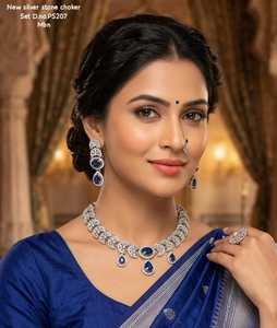 <b>Gold</b> Plated Alloy Pearl Bridal Shadow Choker Necklace <b>Set</b> Earrings Maang Tikka Ethnic High Quality Latest Wedding & Party Gift - Product Image 4