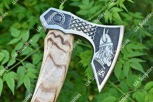 Hache Viking Odin forgée à la main, hache à barbe, hache-tomahawk, manche en bois, outil de fendage de bois pour l'extérieur, camping, OEM ODM personnalisé - Product Image 4