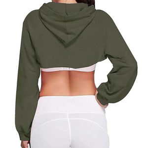 Haut court à capuche rose actif pour femme, doublure écologique, décontracté, en coton doux, pull élastique, mode sportive, court, été - Product Image 5