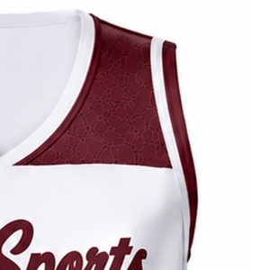 Camiseta Deportiva Blanca Borgoña Sublimada sin Mangas para Animadoras, Uniforme para Entrenamiento, Competencia y Deportes de Equipo - Product Image 4