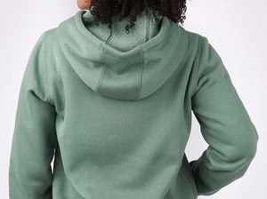 Sudadera con Capucha y Cremallera para Mujer, Verde Sólido, Corte Regular, Transpirable, Ecológica, Forrada, con Bordado Frontal, para Invierno - Product Image 6